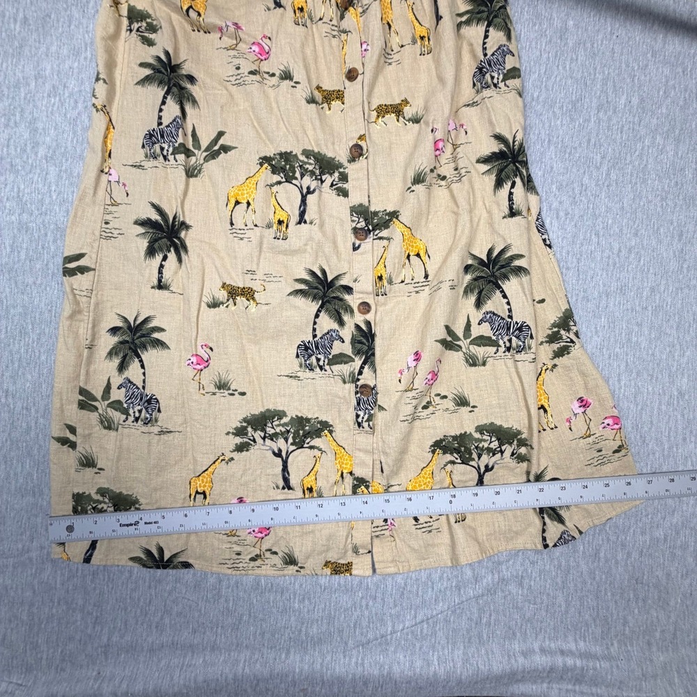 Old Navy Safari Print Linen Blend Midi Dress Giraffe Zebra Tan NEW - Picture 6 of 8
